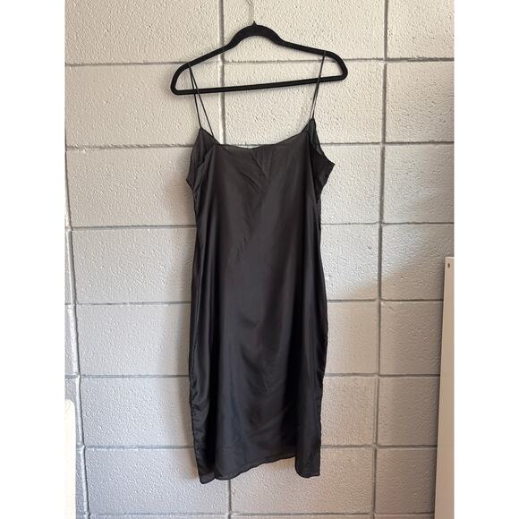 Women's Nili Lotan 100% Silk Cami Slip Midi Dress size L in Black Quiet Luxury - Picture 5 of 7
